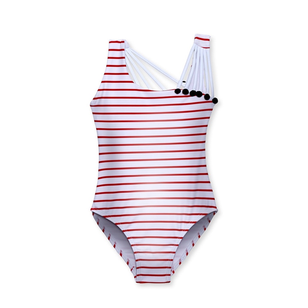 Stella Cove Striped Pom Pom Swimsuit